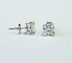 3.00 Carat Moissanite Charles and Colvard Stud Earrings 14K Gold with ScrewBacks - Picture 1 of 7