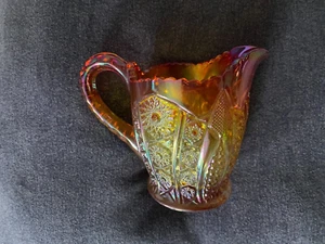 Marigold Carnival Glass Pitcher/Creamer Sunset Pattern VINTAGE Superb - Picture 1 of 7