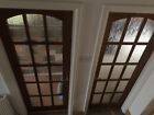 Pair Matching Hardwood 15 Panel Glazed Doors Oiled Only Finish 30” X 77.25” Each