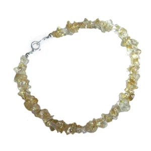 Brazalete genuino de plata de ley con astillas de gemas de citrino, 7 pulgadas - Imagen 1 de 1