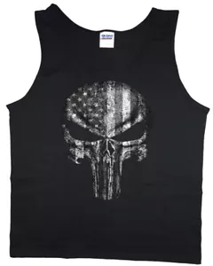 Mens Tank Top Graphic Tee American Flag Skull Sleeveless Shirt Muscle Clothing - Picture 1 of 1