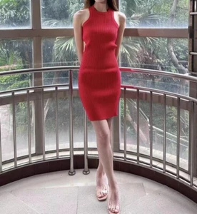 NWOT Herve Leger Red Sleeveless Mini Dress Small - Picture 1 of 9
