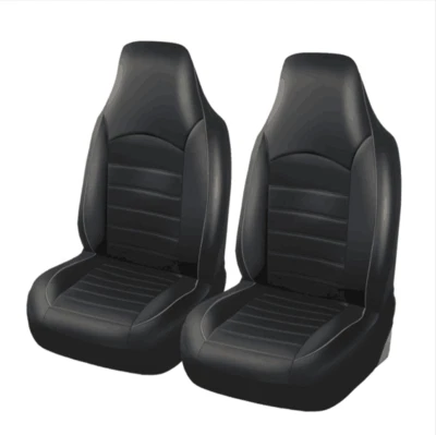PU Leather Car Seat Covers Protector Cushion Black/Gray Front Cover Accessories - Image 1 of 4