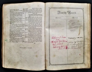 1850 antique BIBLE Wm FISHER Marg WILSON georgetown tn GENEALOGY ochs FRAKTUR - Picture 1 of 12