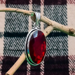 Förderung Mosambik Granat Edelstein 925 Sterling Silber Handgemacht Anhänger - Bild 1 von 5