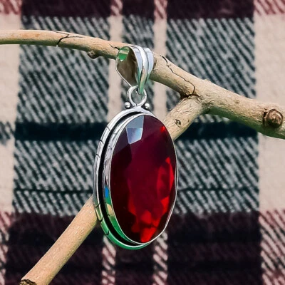 Förderung Mosambik Granat Edelstein 925 Sterling Silber Handgemacht Anhänger - Bild 1 von 4