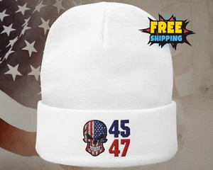 Skull Trump 2024 Hat Winter Beanie Trump 2024 Trump Won 45 47 Trump Inauguration - Picture 1 of 12
