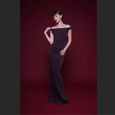 Chiara Boni La Petite Robe rouched black mesh boat neckline gown 38 - Image 1 of 4