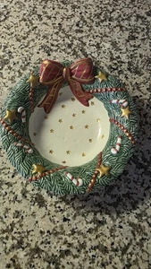 FITZ & FLOYD Christmas Bowl with Bow 7” - Picture 1 of 2