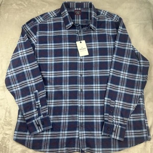 Untuckit Men Shirt 3XLC Blue Plaid Long Sleeve Wrinkle Free Cotton Tall Regular - Picture 1 of 7