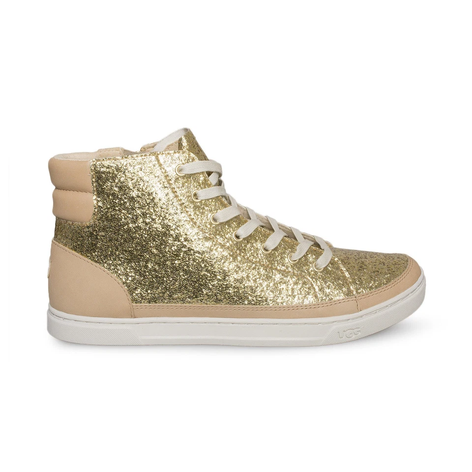 UGG Gradie Glitter Gold Fashion High Top SNEAKERS Size US 9.5 1090042 Authentic