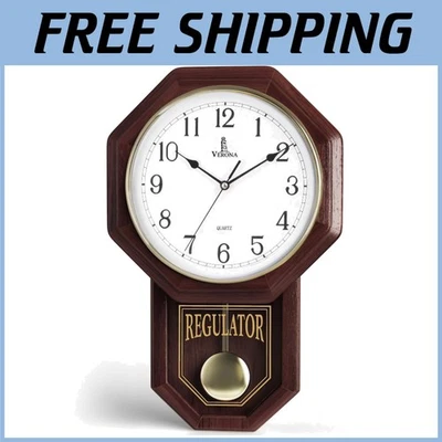 Antique Schoolhouse Pendulum Wall Clock - Image 1 of 4