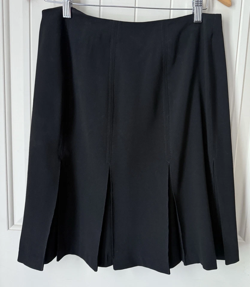 Falda Larry Levine Para Mujer 10 Negra Cremallera Elastizada Paneles Modesta Midi Foto 1 de 4
