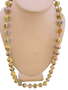 Antiguo Collar Cloisonne Amarillo Anudado a Mano (A9088) - Imagen 1 de 5