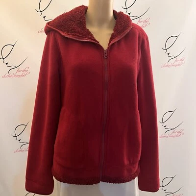 Faded Glory.  Sz M. 8-10 Red Hoodie.  Zip Up.  High Pile Fleece Interior.  B62 - Image 1 of 4