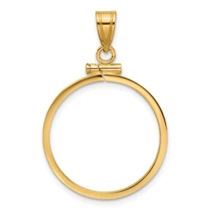 14k Polished 22.0mm x 1.9mm Screw Top Coin Bezel Pendant - Picture 1 of 4