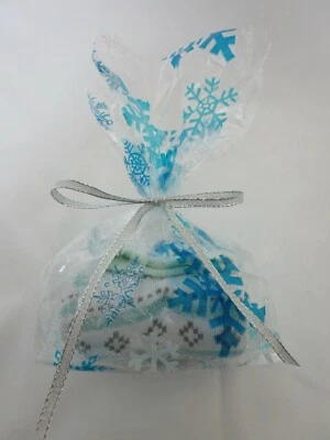 Calcetín mujer patrón copo de nieve talla 9-11 Azul, Blanco y Plata, Stocking Stuffer! Foto 1 de 4