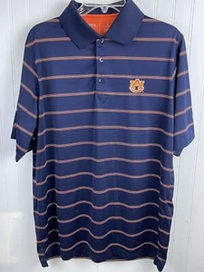 Camisa Polo Antigua Para Hombre Grande Azul Naranja Rayas Manga Corta Castaño Rojizo Tigres - Imagen 1 de 13