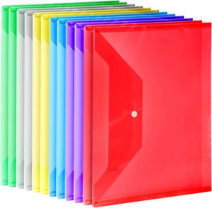 Plastic File Folders, 12 PCS A4 Size Envelopes with Snap Closure, Clear Document - Picture 1 of 12