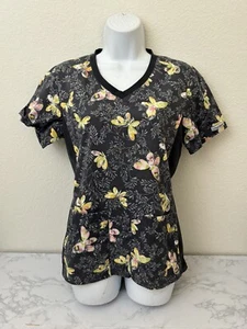 Cherokee Womens S Flexibles Scrub Top Nurse Work Uniform Butterfly Pattern P - Picture 1 of 5