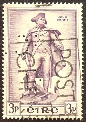 Ирландская марка No156 — 3 пенса Джон Барри — ПЕРФИН — марка - Изображение 1 из 3