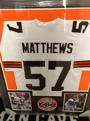 🔥🔥 Clay Matthews 🔥🔥 Signed Framed 🔥🔥 Cleveland Browns Jersey 🔥🔥 COA 🔥🔥 - Image 1 of 4
