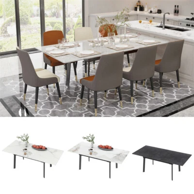 Mesa de jantar extensível 71 polegadas alto brilho branco/preto mesa de cozinha garantia - Imagem 1 de 4