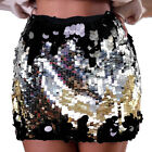 Womens Glitter Gradient Colors Sequin Short Wrap Skirt Cocktail Party Mini Dress