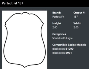 PERFECT FIT 105 Recessed Badge Wallet SHIELD W/ EAGLE CUTOUT 187 B971 B1090 - Picture 1 of 6