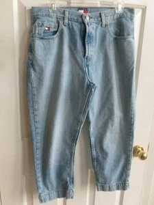 Womens "Tommy Hilfiger"  Light Blue Denim Capris size 12, slit at hem - Picture 1 of 9