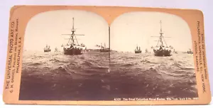Stereoview US Navy Ships Great Columbus Naval Review Nueva York 27/04/1893 - Imagen 1 de 1