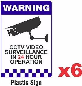 6 PACK - Warning CCTV Security Surveillance Camera Rigid Plastic Sign 200x300mm - Picture 1 of 2
