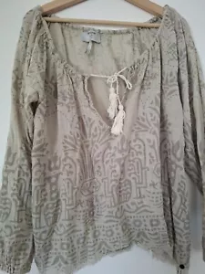 One Teaspoon Boho Tunic Beige/Gray Size S Cotton Top - Picture 1 of 5