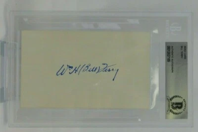 Memphis Bill Terry Signed 3x5 Index Card Beckett Encapsulated MLB Giants HOF - Image 1 of 2