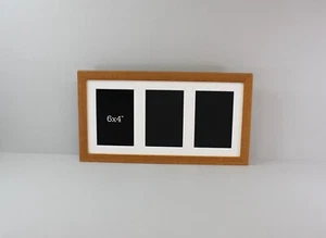 Wooden Multi Aperture Photo Frame. Holds Three 6x4" Photos. 20x40cm. - Picture 1 of 5