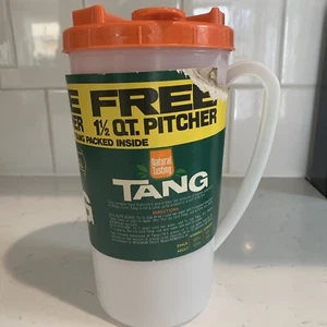 Vtg 80'S Tang Pitcher Plastic With Easy Close Pour Spout Orange Lid 1-1/2 qt. - Picture 1 of 6