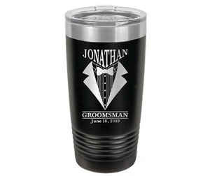 Groomsman // Best Man // Wedding // Personalized Engraved Travel Tumbler // Mug - Picture 1 of 2