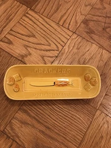 Vintage 1969 Cracker Bread Dish Tray Bowl Yellow Los Angeles Potteries USA Made - Picture 1 of 10