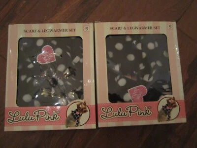 Juego de 2 bufandas y calentadores de piernas rosa Lulu S Sm negro blanco puntos accesorios para mascotas  Foto 1 de 4