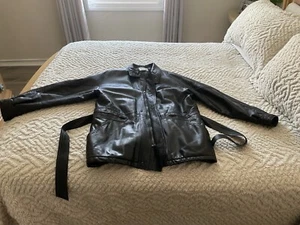 BALLY Size 46 Black Leather Zip Buttons Coat/jacket. Made In Italy (See Notes) - Picture 1 of 15