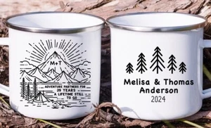 39th Year Wedding Anniversary Camper Mug Mountain Hiking Adventure Couple Gift - Picture 1 of 7