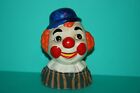 Circus Clown Head Coin Bank Vintage Retro Hand Painted Fabric Neck Accent Piece