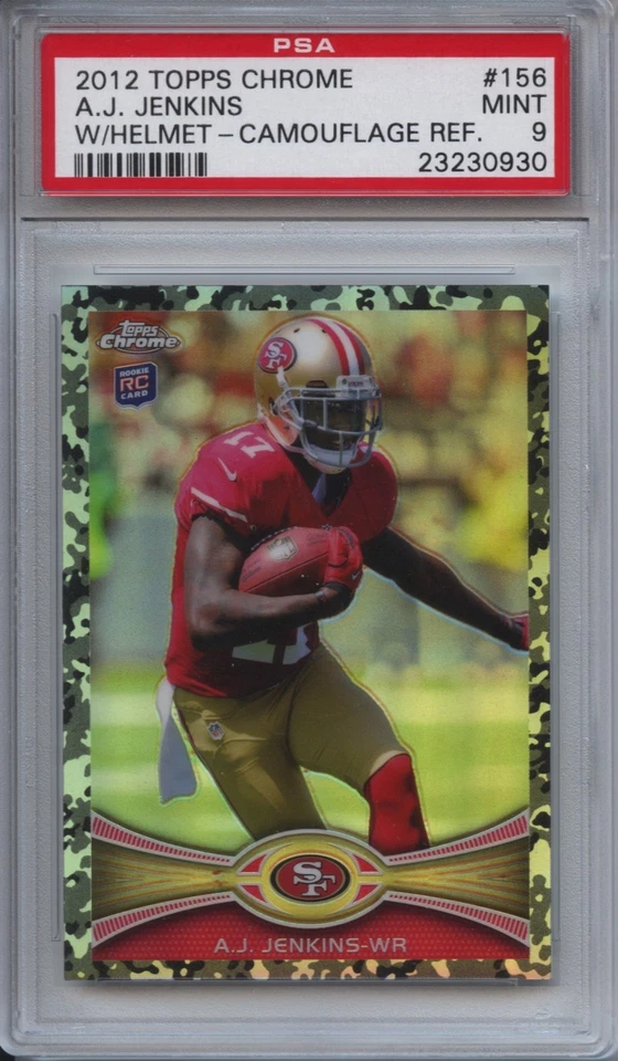 2012 Topps Chrome 156 AJ A.J. Jenkins Camou Refractor PSA 9 Mint RC 49ers - Image 1 of 1