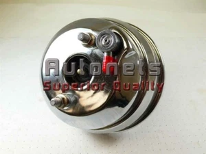 8" Chrome Dual Brake Booster Chevy Camaro GM Style Double Hot Street Rat Rod - Picture 1 of 3