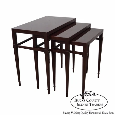 Tommi Parzinger 3 Nesting Mahogany Tables signed Charak Modern Cover