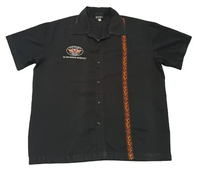 VICTORY MOTORCYCLES Polaris New American Men Black Button Short Sleeve Shirt M - Image 1 of 4
