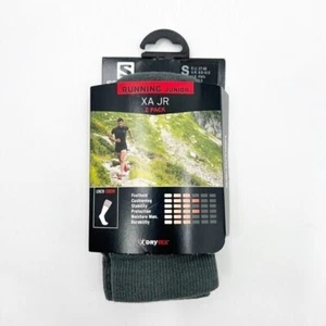Salomon NEW XA Jr Running Socks 2 Pack Kids Small Crew - Picture 1 of 5