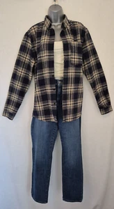 River Island Navy and Beige Fleece Checked Shirt Uk size 12 - Picture 1 of 23