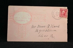 Pennsylvania: Rehrersburg 1906 Deck Agent Embossed Pink Cover - Bild 1 von 2