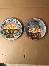 Fall Harvest Peaches and Pear 9” Plate/Dish Lot of Two Very Good Condition 